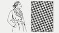 Chic Woman in Houndstooth Coat with Pattern Background, vector design Generative AI Royalty Free Stock Photo