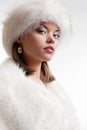 Chic woman in white furs Royalty Free Stock Photo