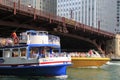 Chicago Architectural Tour boats travel along the Chicago River