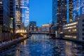 Chicago bridge over icy river in winter Royalty Free Stock Photo