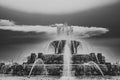 Chicago Buckingham fountain in Grant Park in the morning with cloud and blue sky. Royalty Free Stock Photo