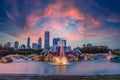 Chicago Buckingham Fountain Sunset, Chicago, IL, USA Royalty Free Stock Photo