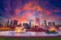 Chicago Buckingham Fountain Sunset, Chicago, IL, USA Royalty Free Stock Photo