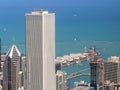 Chicago city downtown with modern buildings and Navy Pier Royalty Free Stock Photo