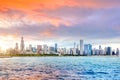 Chicago city downtown skyline at sunset Royalty Free Stock Photo