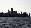 Chicago city downtown urban skyline at dusk with skyscrapers over Lake Michigan .Night view Chicago. Royalty Free Stock Photo