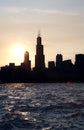 Chicago city downtown urban skyline at dusk on the Sunset Royalty Free Stock Photo