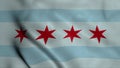 Chicago city flag, city of USA or United States of America, waving at wind