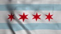 Chicago city flag, city of USA or United States of America, waving at wind. 3d illustration