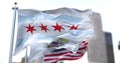 Chicago city flag waving in the wind