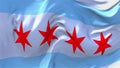 266. Chicago City Flag Waving in Wind Continuous Seamless Loop Background.