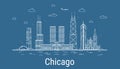 Chicago city, Line Art Vector illustration Royalty Free Stock Photo