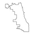 Chicago city map of black contour curves on white background of Royalty Free Stock Photo