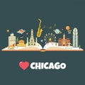Chicago City Poster With Landmarks And Symbols