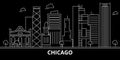 Chicago city silhouette skyline. USA - Chicago city vector city, american linear architecture, buildings. Chicago city Royalty Free Stock Photo