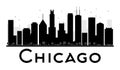 Chicago City skyline black and white silhouette. Royalty Free Stock Photo