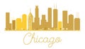 Chicago City Skyline Golden Silhouette.