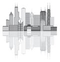 Chicago City Skyline Grayscale Vector Illustration Royalty Free Stock Photo