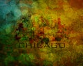 Chicago City Skyline on Grunge Background Illustration Royalty Free Stock Photo