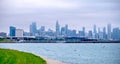 chicago city skyline over bay on a cloudy day Royalty Free Stock Photo
