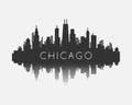 Chicago city skyline silhouette with reflection vector illustration