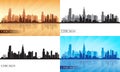 Chicago City Skyline Silhouettes Set Royalty Free Stock Photo