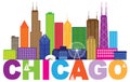 Chicago City Skyline Text Color vector Illustration Royalty Free Stock Photo