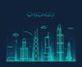 Chicago City skyline Trendy vector line art Royalty Free Stock Photo