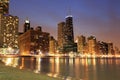 Chicago city skyline viewed from Lake Michigan