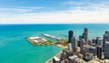 Chicago city skyscrapers aerial view, blue sky background. Skydeck observation Royalty Free Stock Photo