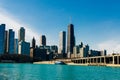 Chicago city summertime skyline by the lake Royalty Free Stock Photo