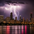 Chicago City Thunderstorm Royalty Free Stock Photo
