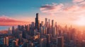 Chicago cityscape in dawn