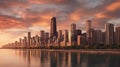 Chicago cityscape in dawn