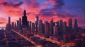 Chicago cityscape in dawn