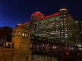 Chicago cityscape illuminated with Christmas holiday night lights