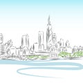 Chicago Cityscape Line Drawing Royalty Free Stock Photo