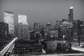 Chicago cityscape at night. Lake Street and Interstate 90. Long exposure.