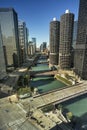 Chicago cityscape and river in Illinois USA Royalty Free Stock Photo