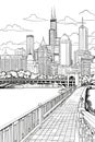 Chicago cityscape vector coloring page Royalty Free Stock Photo