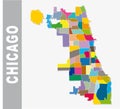 Chicago cooorful neighborhood vector map Royalty Free Stock Photo