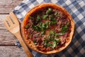 Chicago deep dish pizza close-up on the table. horizontal top vi Royalty Free Stock Photo