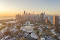 Chicago downtown aerial autumn snow Lincoln Park Royalty Free Stock Photo