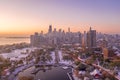 Chicago downtown aerial autumn snow Lincoln Park Royalty Free Stock Photo