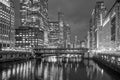 Chicago downtown and Chicago River Royalty Free Stock Photo