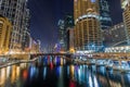 Chicago downtown by the river at night Royalty Free Stock Photo