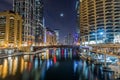 Chicago downtown by the river at night Royalty Free Stock Photo