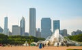 Chicago downtown cityscape with Buckingham Fountain at Grant Par Royalty Free Stock Photo