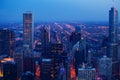 Chicago downtown evening dark time cityscape view Royalty Free Stock Photo