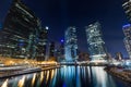 Chicago downtown illuminated view by the river Royalty Free Stock Photo